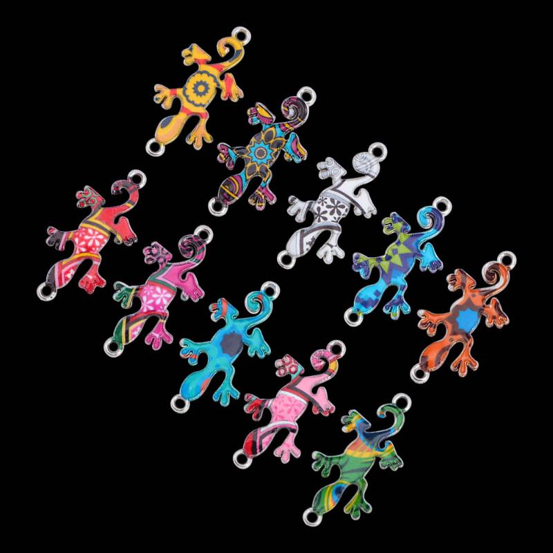 

10pcs Mixed Color Gecko Charms Pendant Jewelry Making DIY Necklace Bracelet Beads Connectors DIY Jewelry Findings Festival Gift