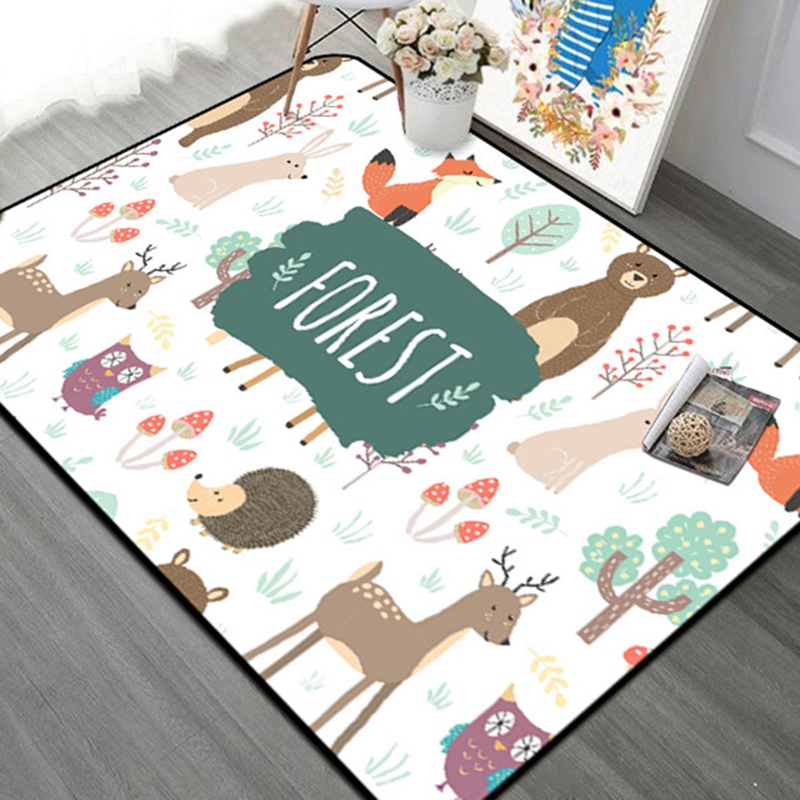 

Forest Children Carpet Nordic Style Kids Area Rugs for Living Room Children's Room Play Crawling Floor Mat Christmas Rugs, White