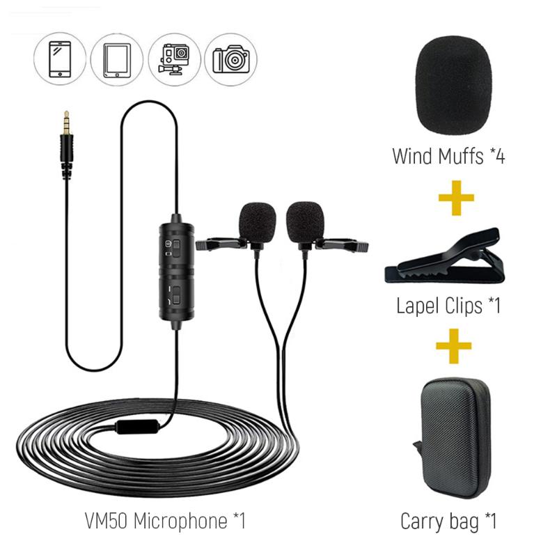 

3.5mm Clip-on Lapel Wired Microphone Condenser Lavalier Microphone Tie Clip Mic for Computer Mobile Phone Camera Sound Recording
