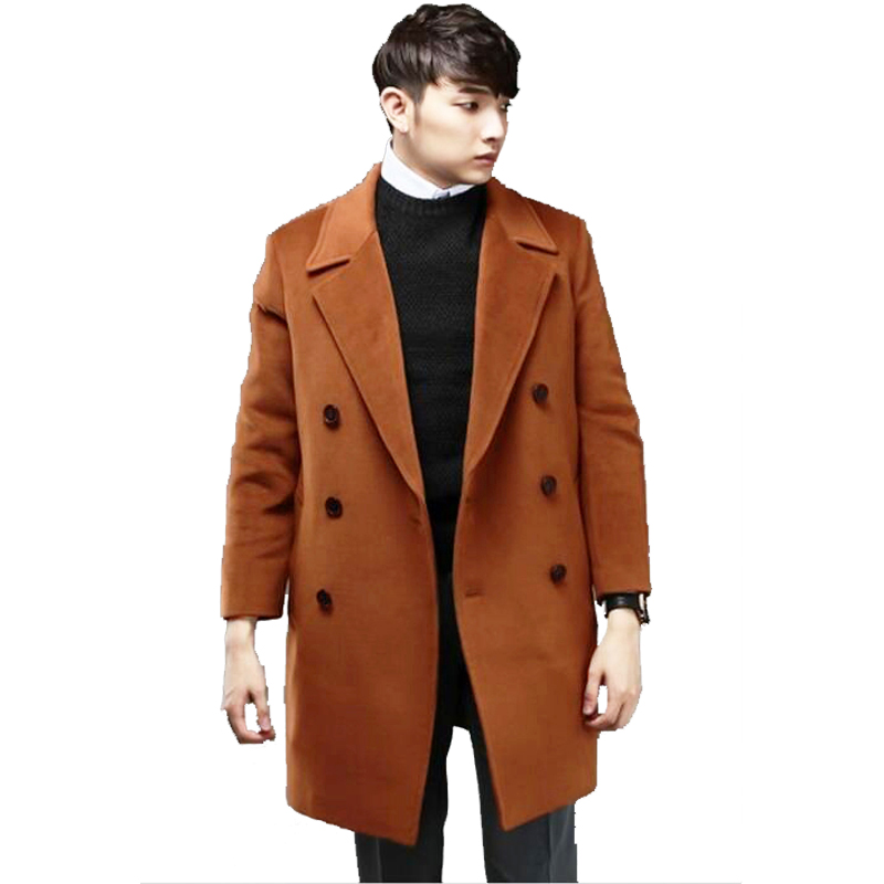

S-6xl Plus Size Clothes Cashmere Coat Men Spring And Autumn New Korean Version Loose Double Breasted Woolen Jackets Male Trench, Red camel