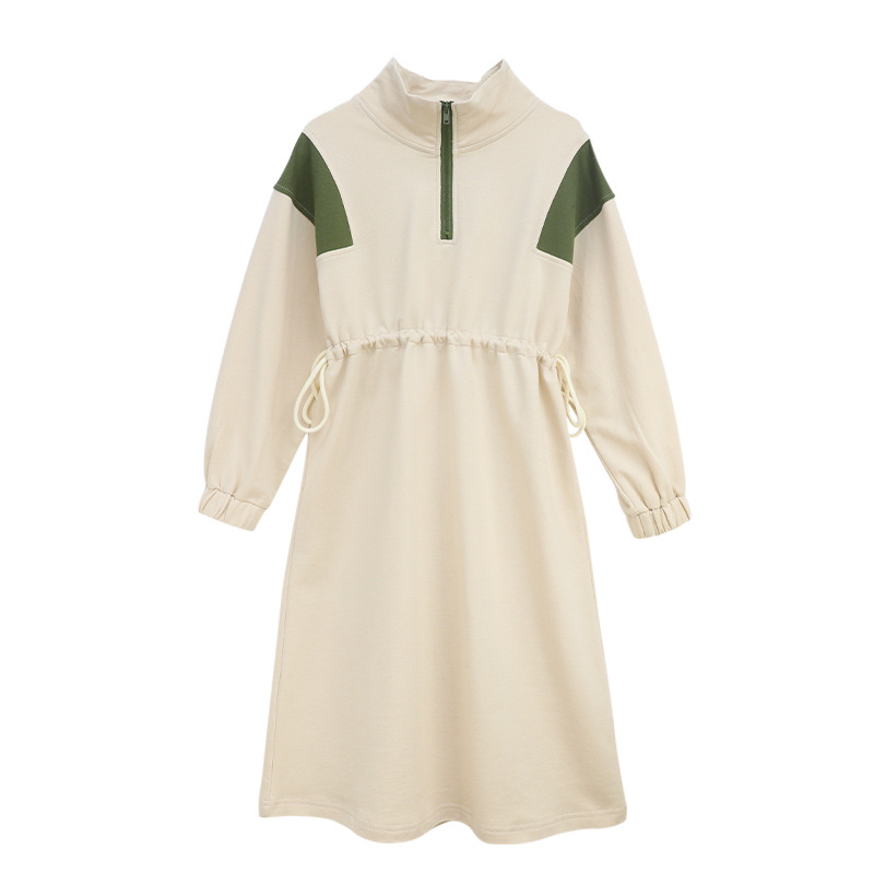 

Girls Dress Autumn New 2020 Children Clothes Cotton Patchwork Casual Kids Sweatshirt Dress Bbay Christmas Dress, Beige