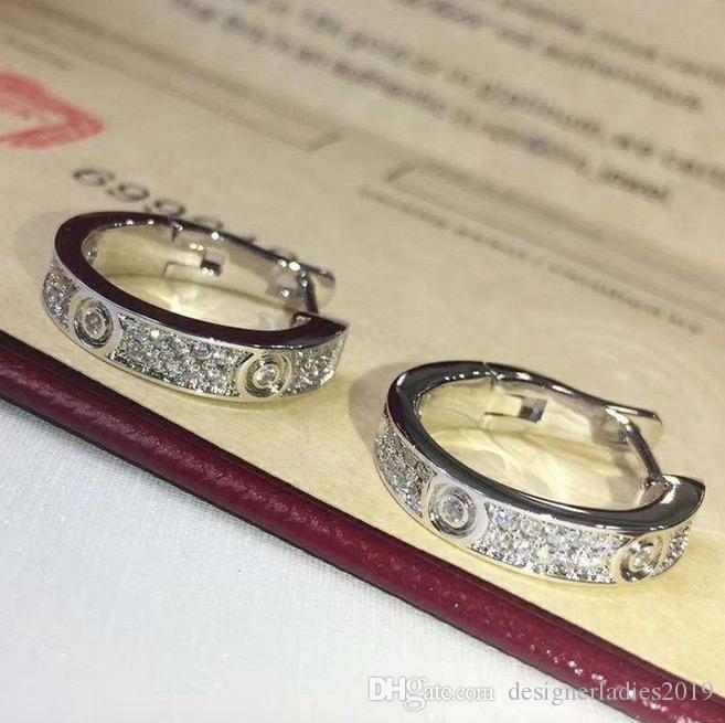 

diamons Earrings luxury designer Titanium steel thread Earrings 18K gold plated stainless Steel Classical Love gem Earrings For Women c