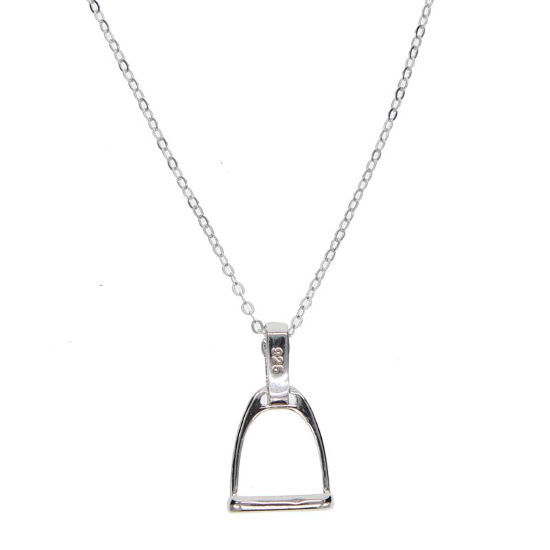 

925 sterling silver 41+5cm silver Stirrup equestrian pendant necklace