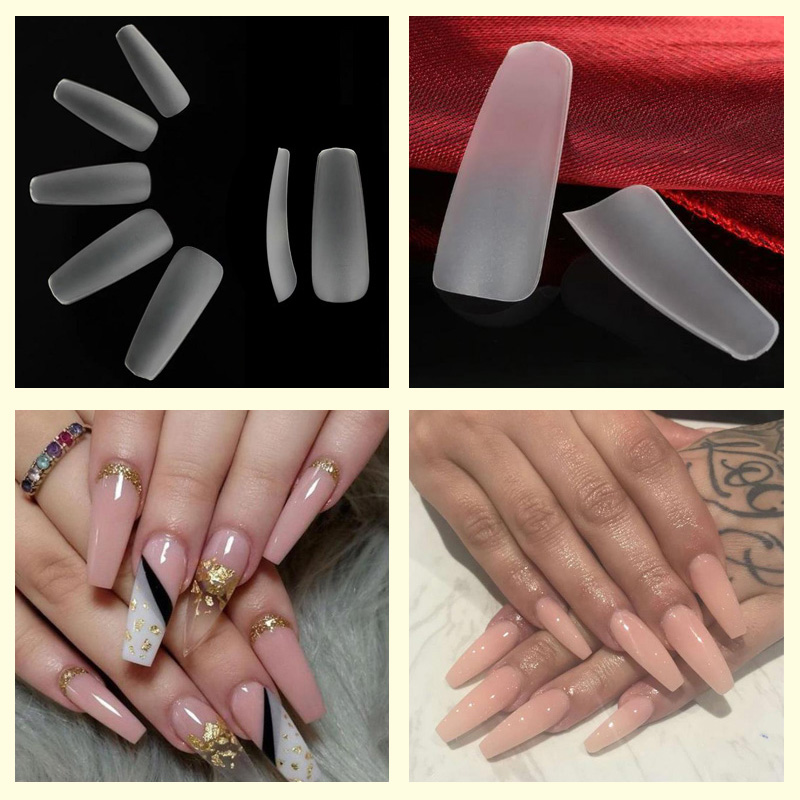 

360Pcs Long Ultra Thin Matte Ballerina Nail Tips Full Cover 12 Sizes, Translucent