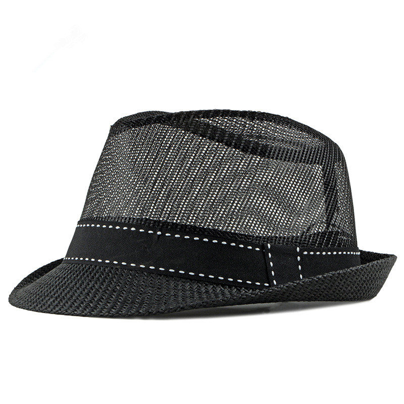 

Hot Sale Mesh Summer Sun Hats Women Men Outdoor Casual Vacation Hat Vintage Beach Panama Hats Fedoras Jazz Hat Men, Black