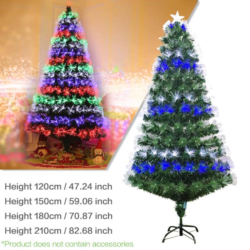 

Christmas Decorations Large Size 1.211.5/1.8/2.1m EU/UK Colorful Optic Fiber Lamp Green Tree Iron Stand For Home 2021