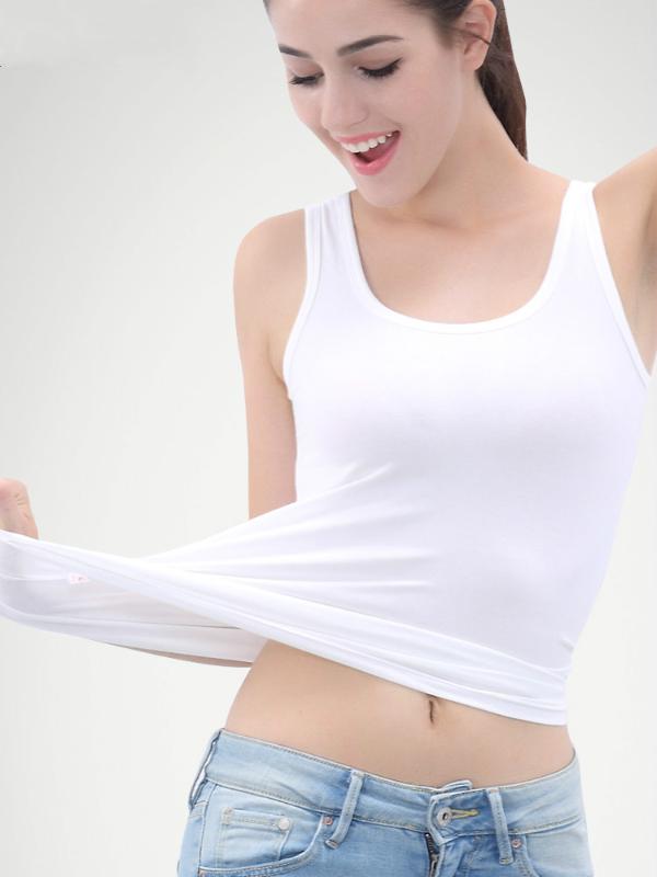 

Summer Style Soft Cotton Women Tank Top Fitness Sexy Sleeveless Sport T Shirt Elegant Lady Bottoming Tees Streetwear White Tanks, Wide shoulder-black