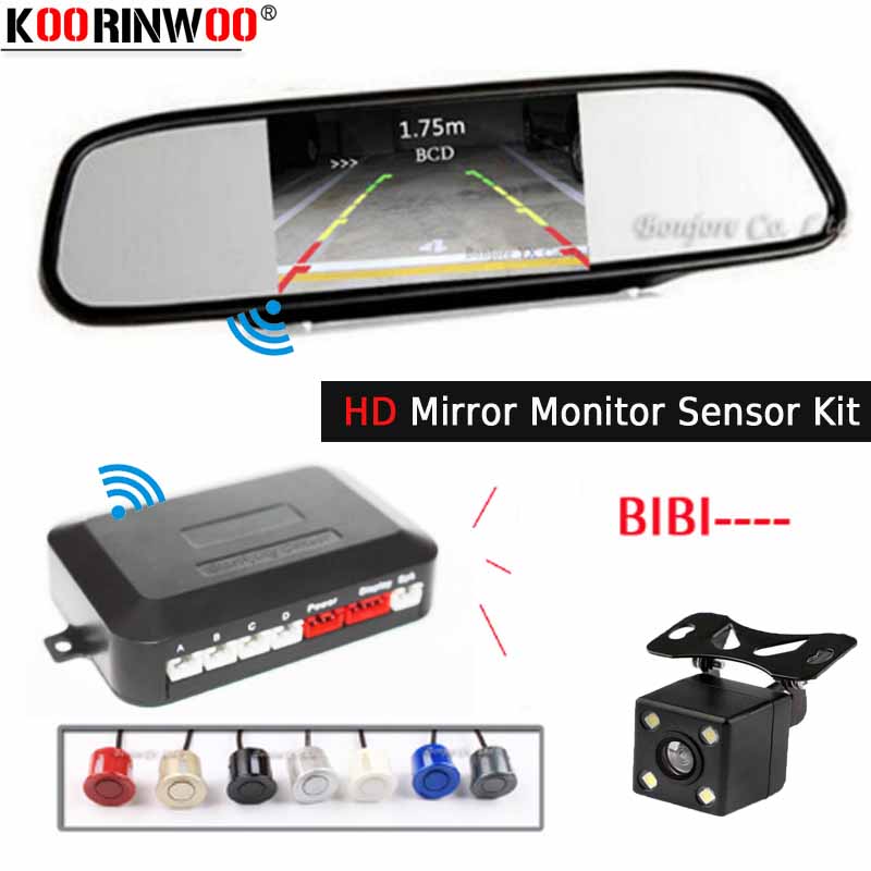 

Koorinwoo Wireless Dual Core CPU Car Parking Sensor 22mm Buzzer 4.3" TFT LCD Car Monitor Rea rview Camera Radar Parktonic