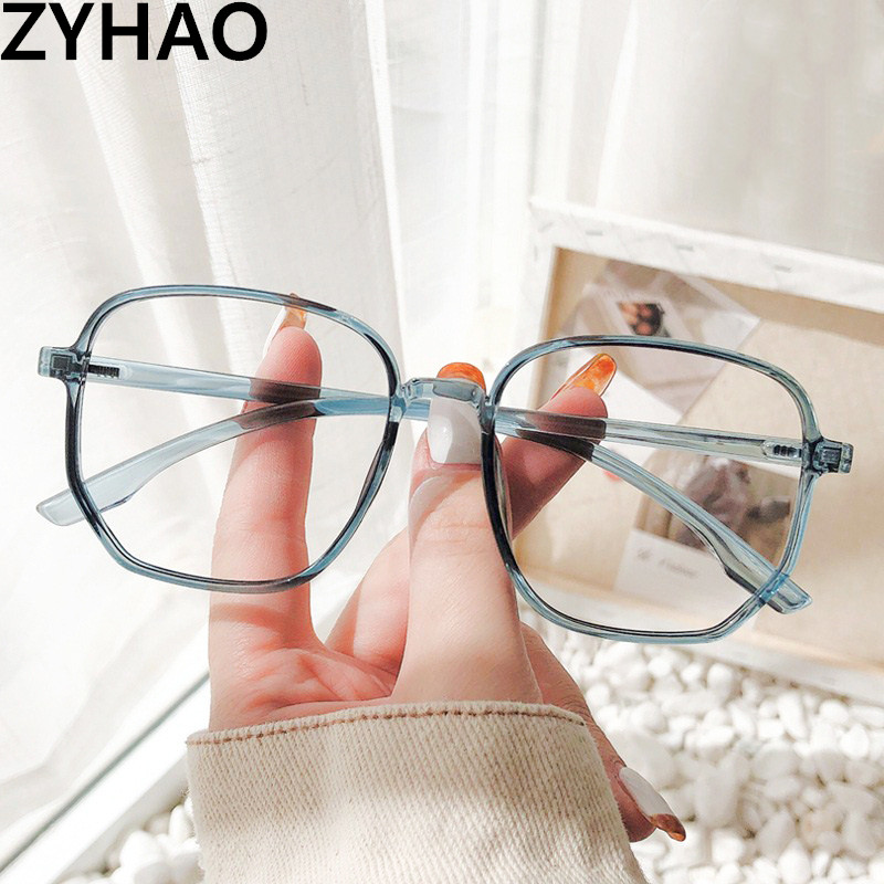 

2020 Fashion Polygonal Anti-blue Glasses Women Men New Large Frame Flat Glasses Frame Female Transparent Eyeglasses Eyewear