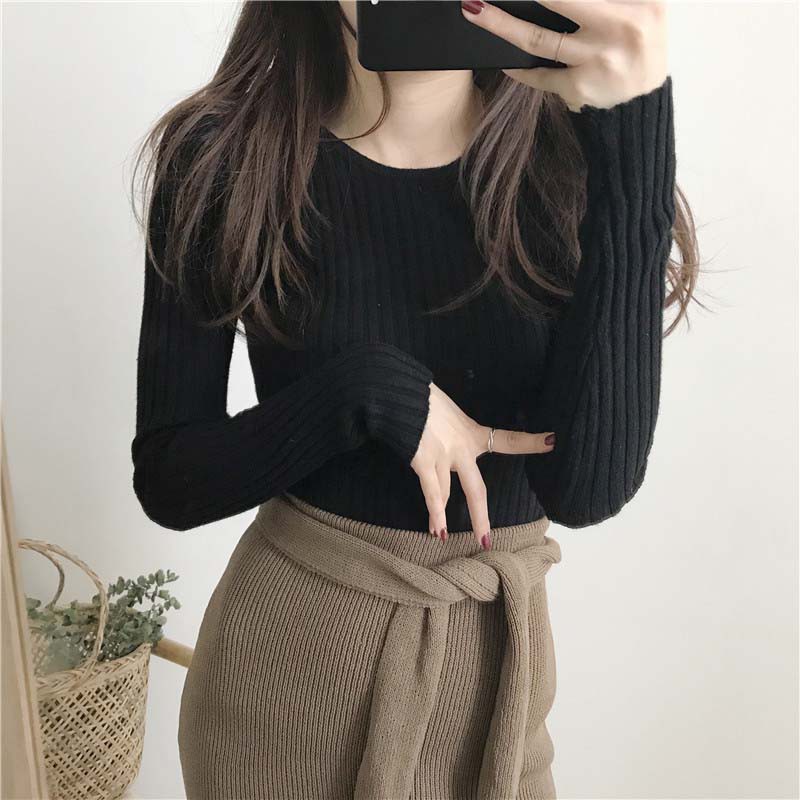 

Blackday Hot Women Sweaters Girl Autumn O-neck Slim Solid Color Long Sleeve Sweater Female Winter Knitted Casual Pullovers Tops New, Pink