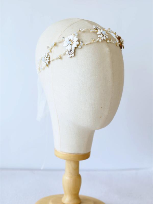 

Bohemia bride head flower wedding hair vine accessories comb glazed flower jewelry opal wavy evening dress hair band
