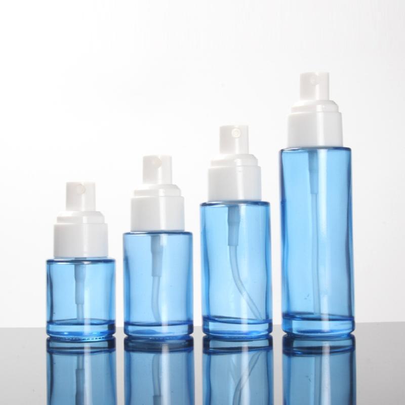 

120ML Glass Spray/Lotion Container,Green/Blue Serum Pump Bottle
