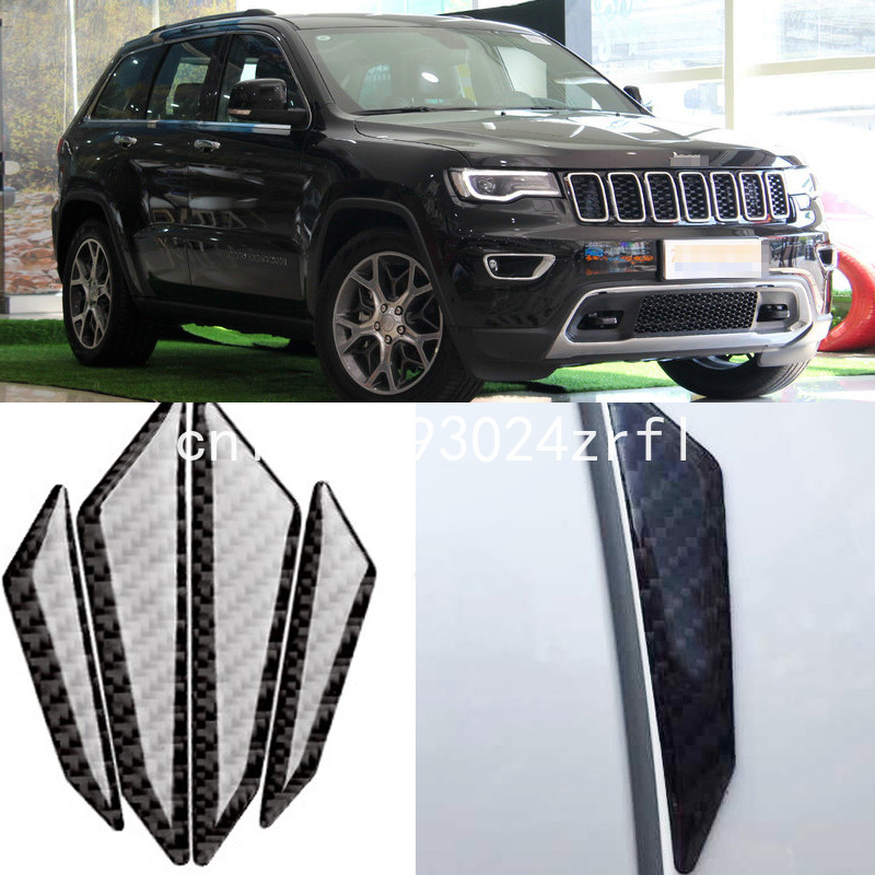 

For Jeep Grand Cherokee Compass Cherokee Car Side Door Edge Guard Bumper Trim Protector 4pcs PVC carbon fiber Stickers