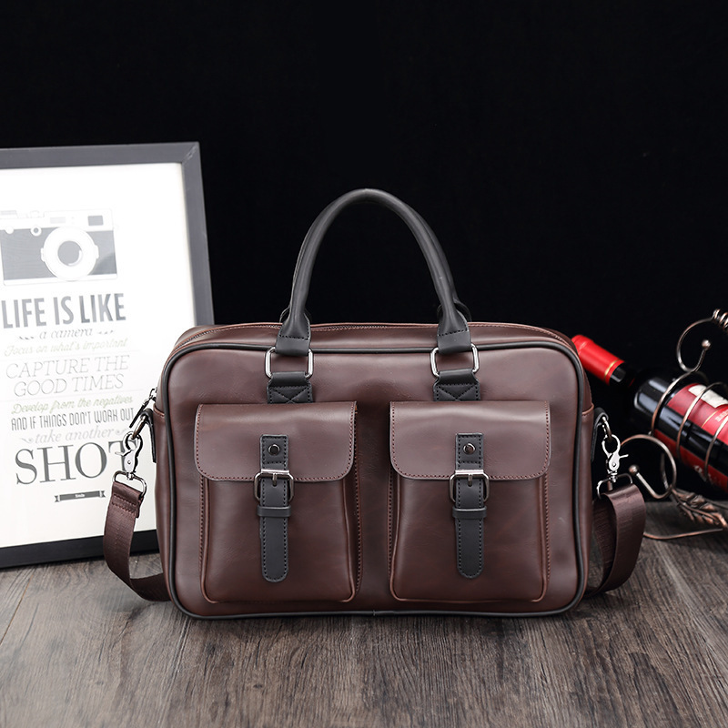 

Leather Men's Bags Business Men's Fashion Handbags Hand His Briefcase Single Shoulder Bag Office Bags for Women Briefcase Women