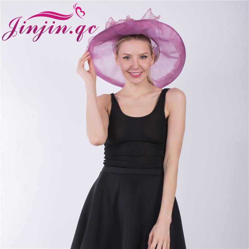

Jinjin.QC Silk Brim Foldable Wedding Dress Hats Beach Summer Fashion Hat For Women Gorras Fedora Trilby Cap Sun Hat, Orange