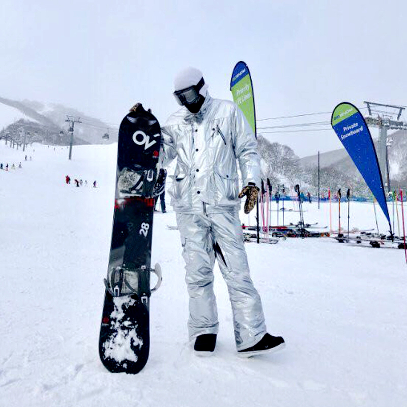 

Hot Silver Ski Suit Men Women Snowsuit Winter Outdoor Sportswear Skiing Clothing Waterproof Warm Thick Snowboard Jacket Pant Set