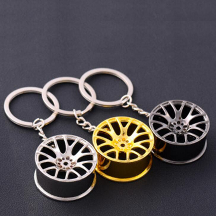 

Fit Wheel Rim Keychain Creative Auto Part Car Keyring Alloy Key Chain Ring Key fob Holder, Silver