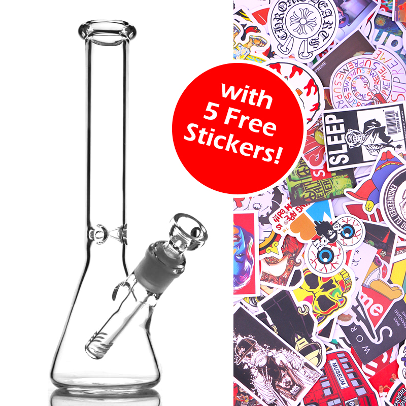 

Beaker Bong 10 inches hookahs with notches glass water pipes dab rig bongs pipe classical style