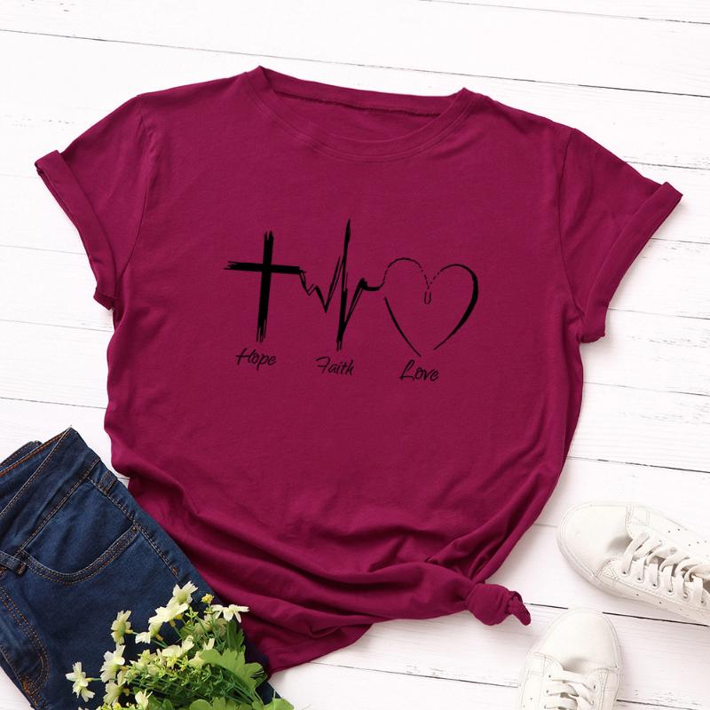 

2020 New Love Letter Print T Shirt Women 100% Cotton O Neck Short Sleeve Tees Summer Oversized T-Shirt Pink Tops TShirt S-5XL, No pattern