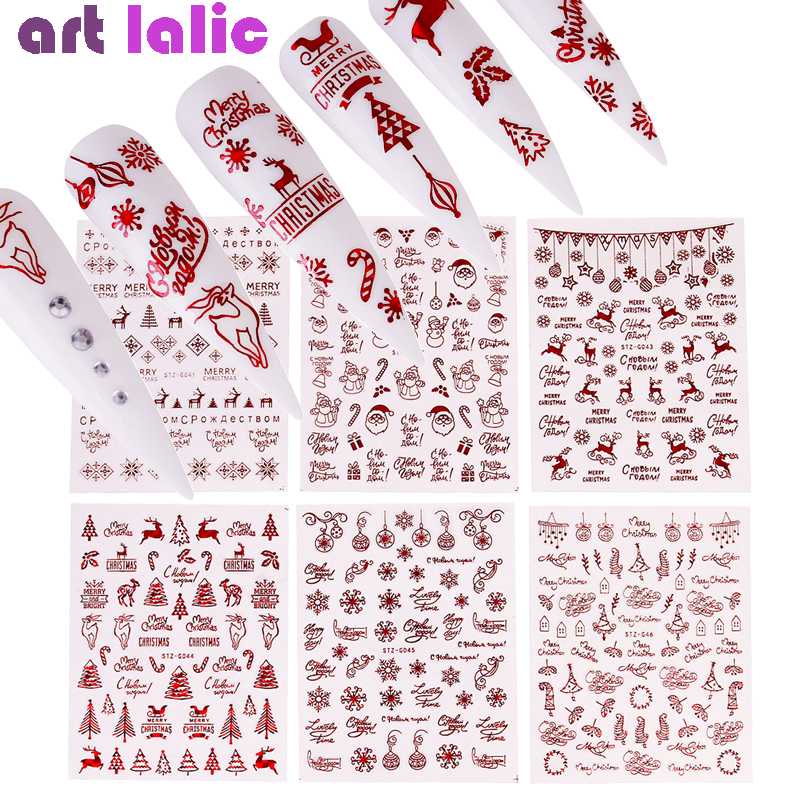 

Large Red Gold 3D Nail Sticker Set Xmas Christmas Winter Glitter Snowflower Slider Decals Decorations Adhesive Transfer Tips, Gold stz-g048