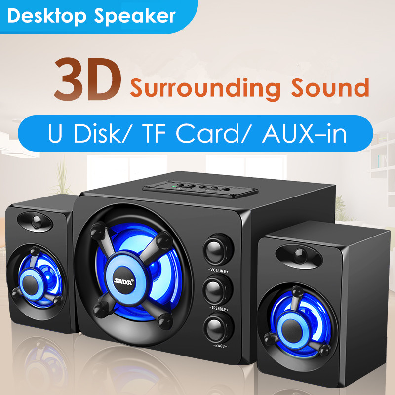 

USB Wired Mini Computer Speakers Colorful LED Light Bass 3D Stereo Subwoofer 3.5mm AUX Loundspeaker for Laptop Smartphones