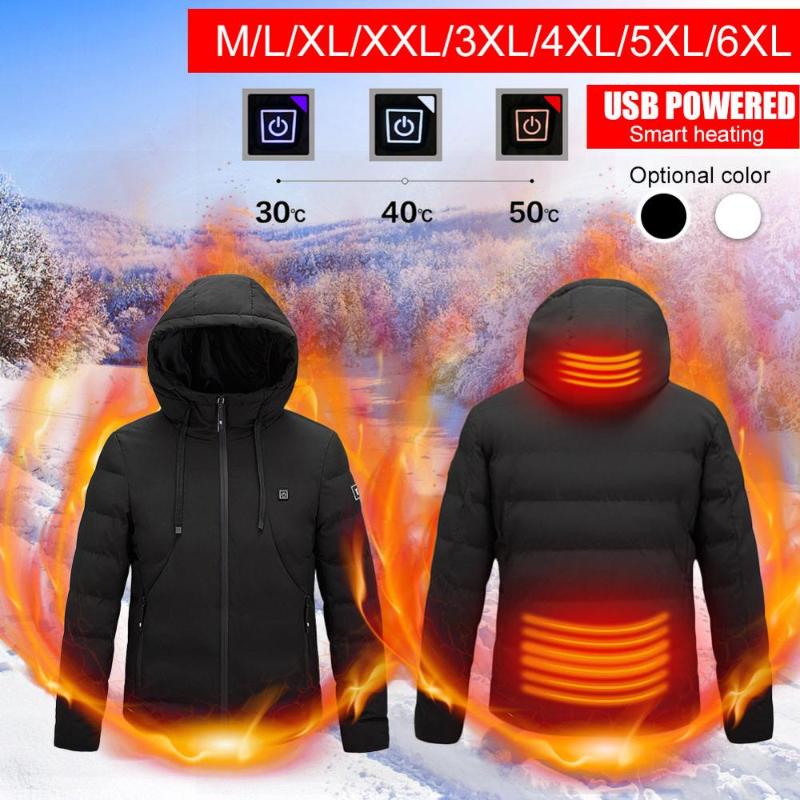 

Heated Jacket Electric Outdoor USB Heated Coat Thermal Jacket Washable Clothing Heating Vests For Men Winter Dropshippin, White