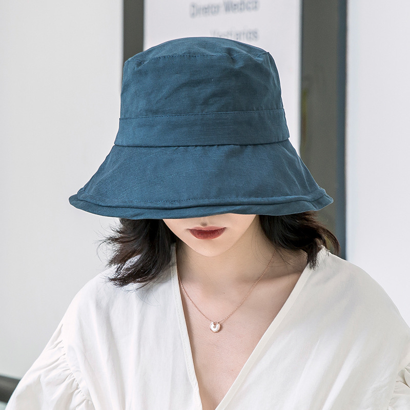 

Pure color small brim fisherman's hat women's summer foldable sun hats, Black