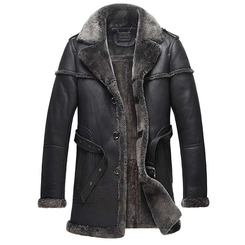 

Natural Fur Sheep Shearling Jacket Winter Genuine Leather Jacket Men Sheepskin Real Fur Coat Men Clothes 2020 B578, Black