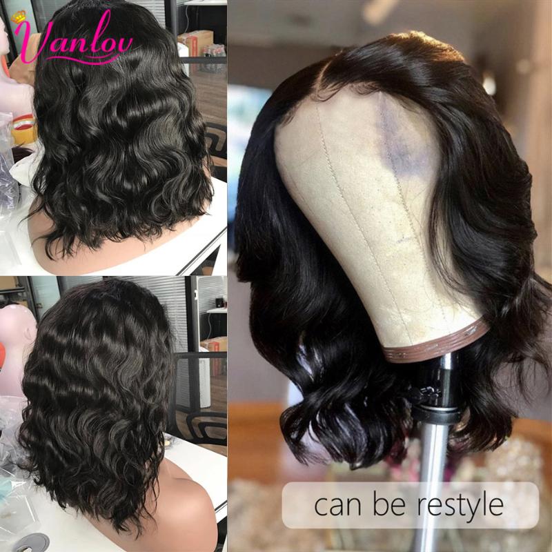 

Vanlov Brazilian Body Wave Short Bob Lace Front Wigs Remy Human Hair Wig 150% Lace Front Wig Pre Plucked With Baby Hair Remy, As pic