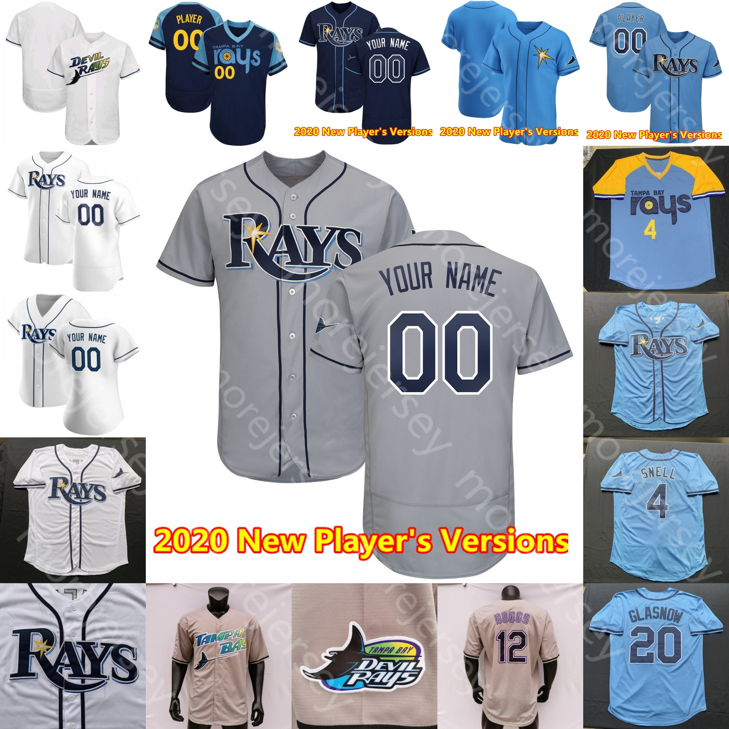 

Custom Tampa Bay Jersey Trevor Richards Michael Perez Yandy Diaz Jose Martinez Joey Wendle Manuel Margot Hunter Renfroe Yoshitomo Tsutsugo, 2020 fan's versions light blue