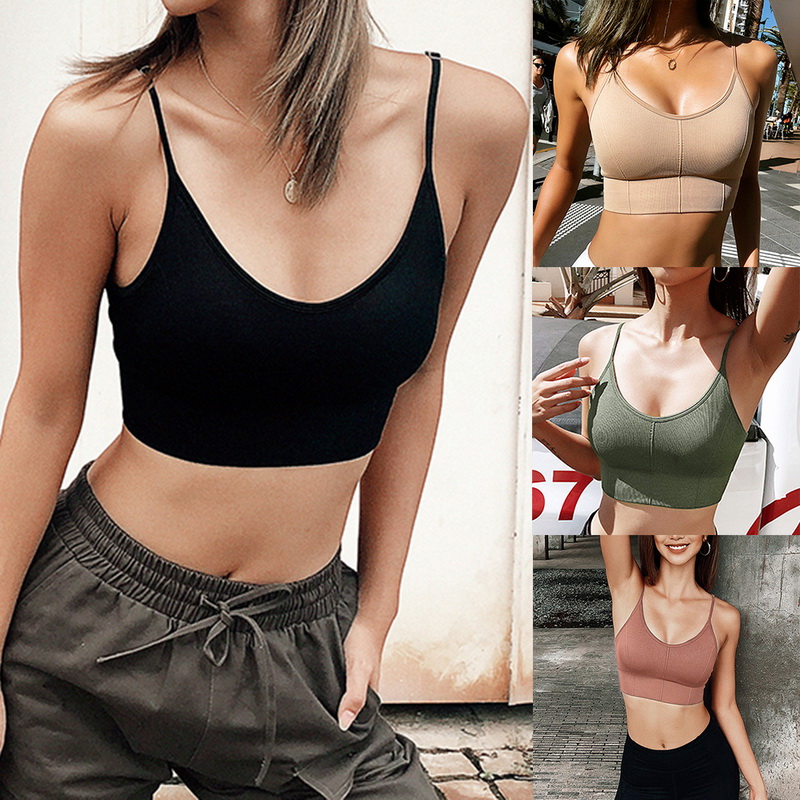 

LOOZYKIT Female Sexy Strap Sports Bra With Pad High Push Up Seamless Crop Tops Women Fitness Gym Workout Yoga Sportswear Running, Skin