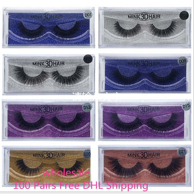 

Wholesale Price Free DHL 100pairs 3D Mink Eyelashes Mink False Eyelashes Handmade Collection 3D Dramatic Lashes More Style