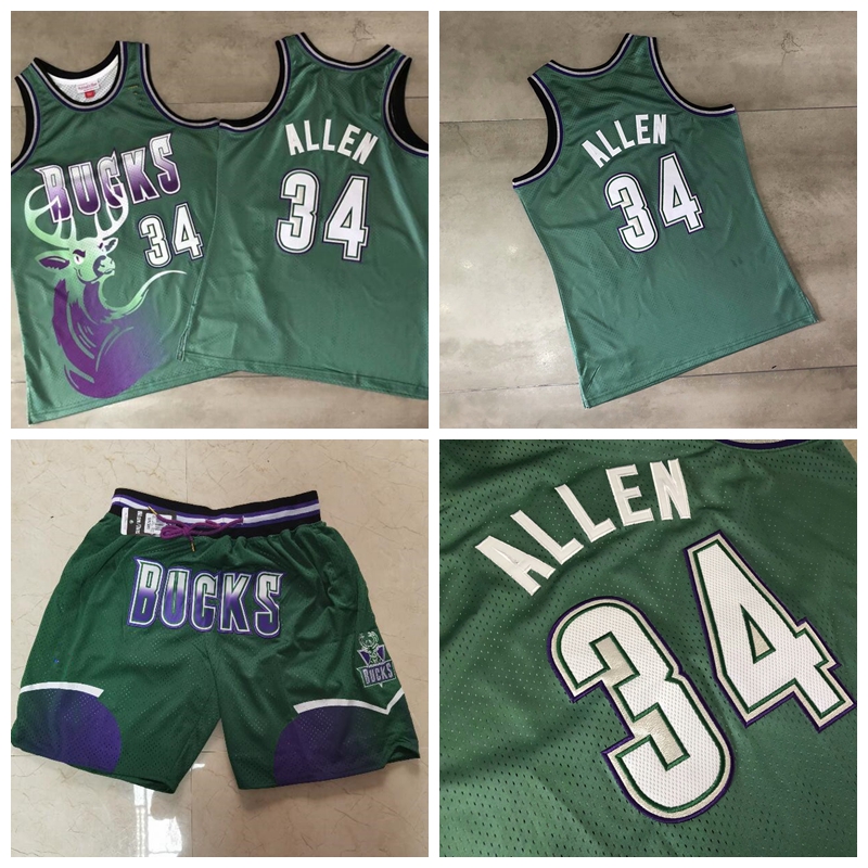 

Men Milwaukee Ray Allen Green Finished Swingman Jersey - Statement Edition, Ivory
