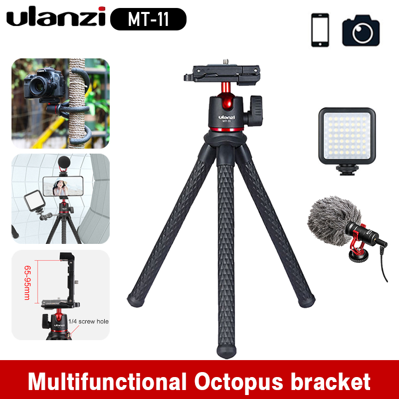 

Ulanzi MT-11 Travel Flexible Octopus Mobile Phone DSLR Tripod 2 in 1 Foldable Extend 1/4'' Screw for Magic Arm Led Video Light