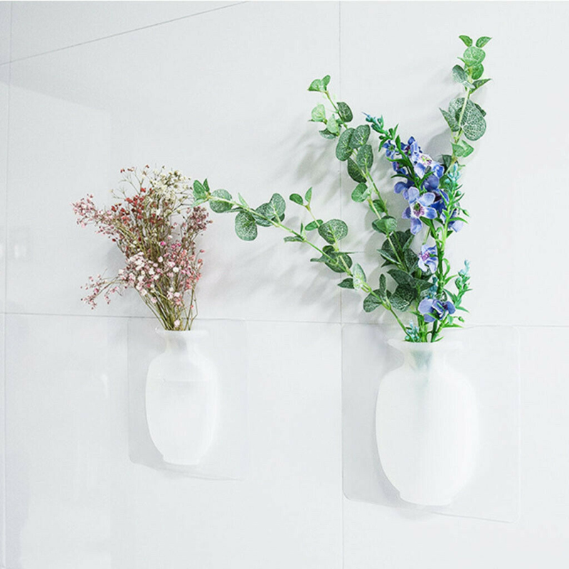 

1pcs creative wall-mounted silicone sticky vase magic plant vase container home office wall decoration accessories