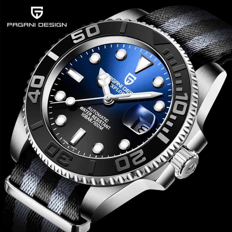 

PAGANI DESIGN 2020 Top Brand Men Mechanical Watch Stainless Steel Automatic WristWatch Luxury Sports Watch Men relogio masculino, Blue