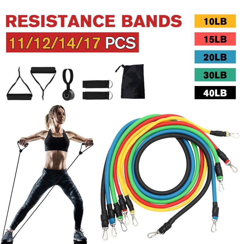 

11/12/14/17pcs/set Pull Rope Fitness Exercises Resistance Bands Latex Tubes Pedal Excerciser Body Training Workout Yoga