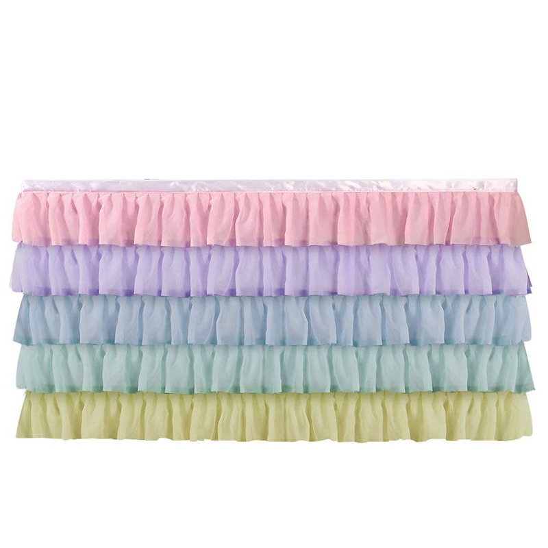 

5 Layer Tulle Table Skirt Tutu Table Skirts Baby Shower Birthday Party Skirts for Banquet Wedding Hotel Party Decoration C, Multi
