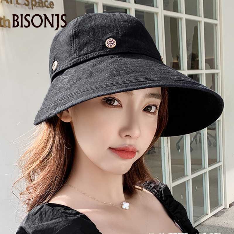 

BISONJS Sun Hat Womens Girl Female Empty Roof UV Protection Sunscreen Hats Beach Outdoors Travel Face Guard Multi-function, Blue-1