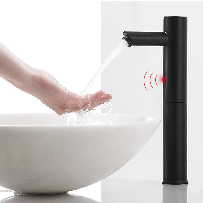 

MTTUZK Matte Black Brass Deck Mounted Automatic Sensor Faucet Bathroom Wash Basin Touchless infrared Faucet 7" 9" 12" Sensor Tap