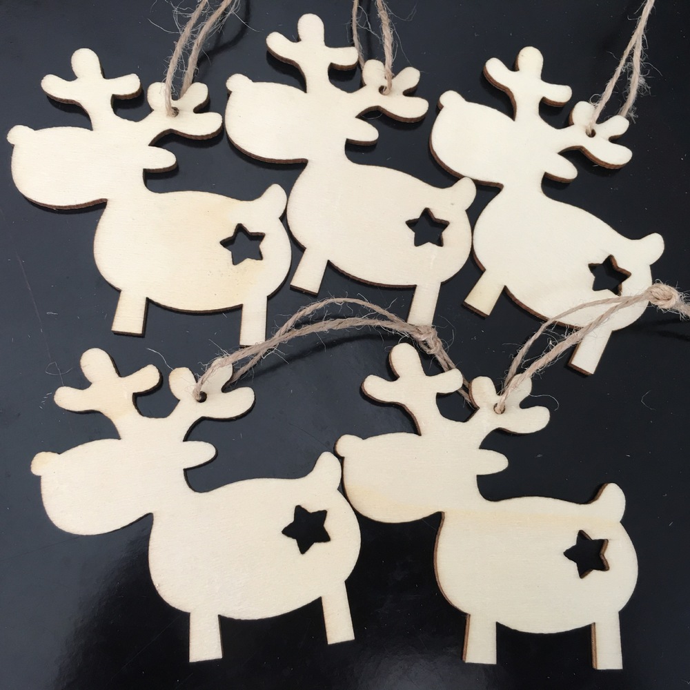 

20 pcs Unfinished Wooden Deer Christmas Gift Tags Christmas Tree Ornaments for Christmas Decoration and DIY Craft Making Free Shipping