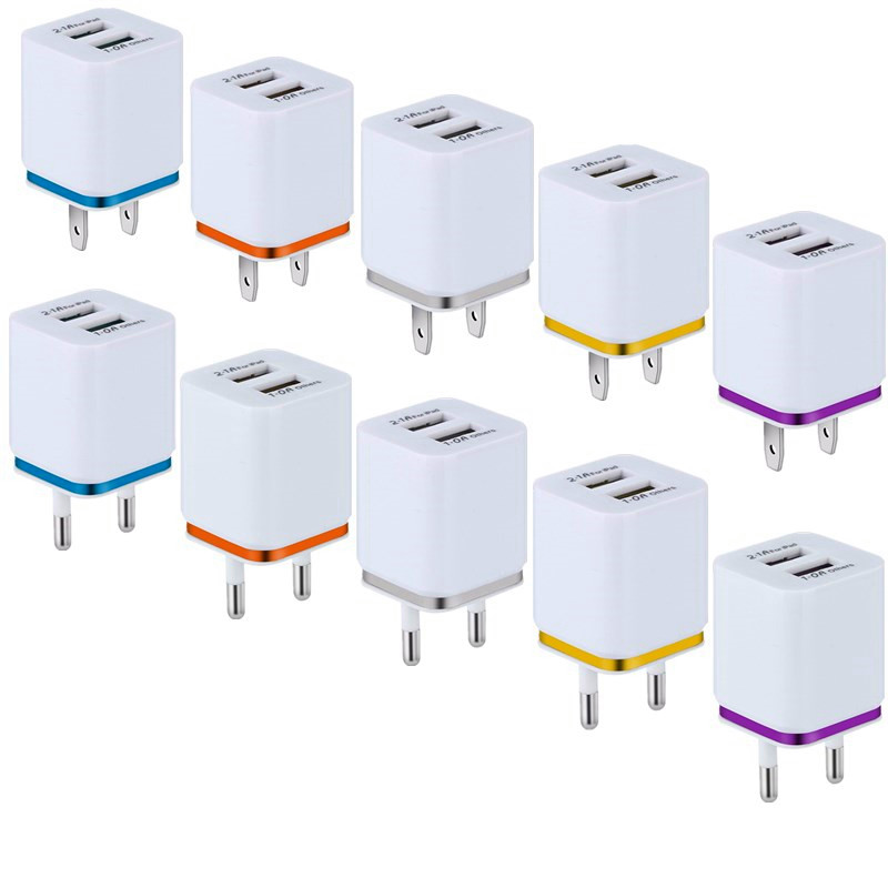 

Dual Usb Ports 2.1A+1A EU US Ac Home Travel Wall Charger Power Adapter Plug For Samsung Galaxy Note 8 10 S8 S10 htc Android phone