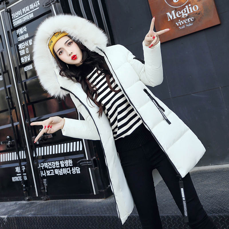 

Women Cotton Down Parkas Coat 2020 Winter Fashion Hooded Mid-Long Coat Female Jacket Cotton Thick Warm Outerwear Parkas, Black