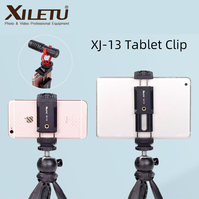 

XILETU XJ13 Universal Tablet Clip Smartphone Holder Clip Stand w Mini Tripod Adjustable Bracket For Mobile Phones Ipro Tablets