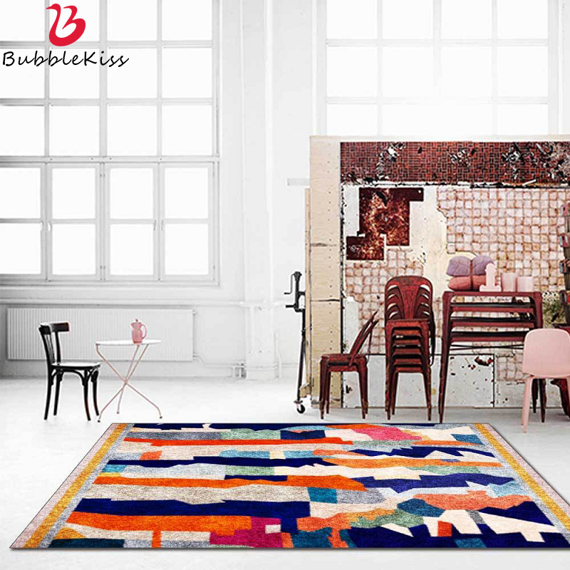 

Bubble Kiss Home Carpet For Bed Room American Ethnic Style Irregular Geometric Colorful Abstract Stripes Area Rug For Home Decor