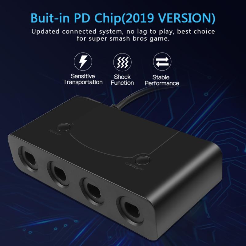 

Hot Portable USB Adapter Converter 4 Ports For Wii-U PC Switch Converter For PC Game Accessory GameCube Controllers