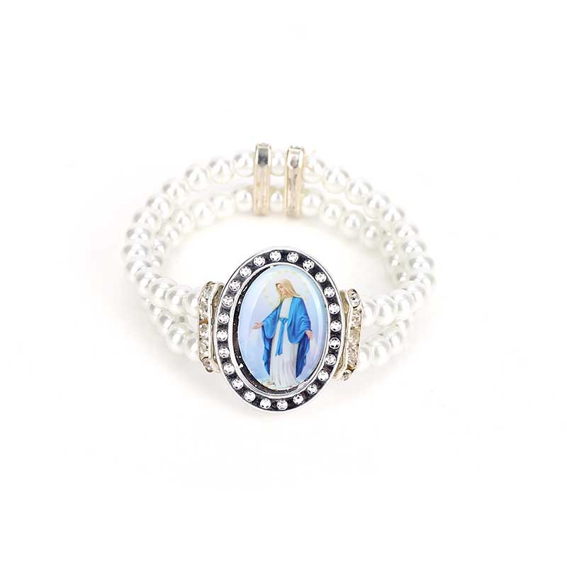 

Pearl Central Rosary Sacred Heart Virgin Mary Bracelet Crystal Jesus Sacred Heart Religious Center Gift