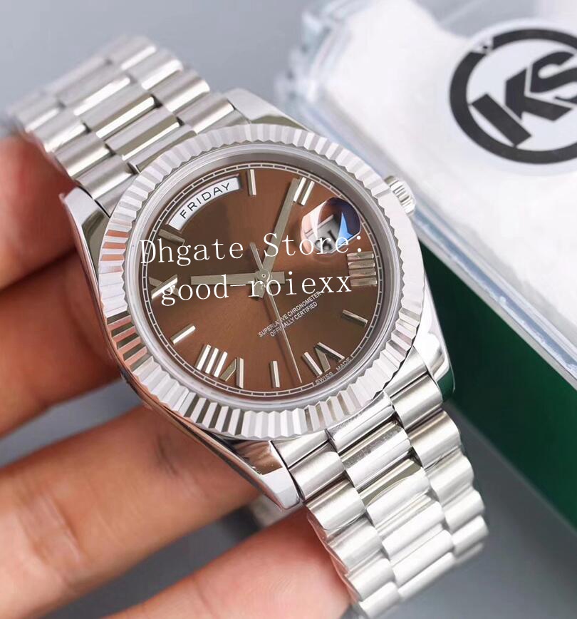 

40mm Mens Watches Blue Green Dial Men Automatic 2836 Eta Mechanical Watch KS Time Day Date 228239 Full Steel Perpetual Sapphire Wristwatches, Black