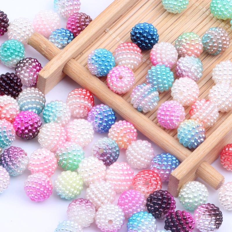 

200pcs 10mm Multicolor Bayberry With Hole Pearl Beads Round Acrylic Imitation Pearl Beads Dress Making Jewelry Decorations