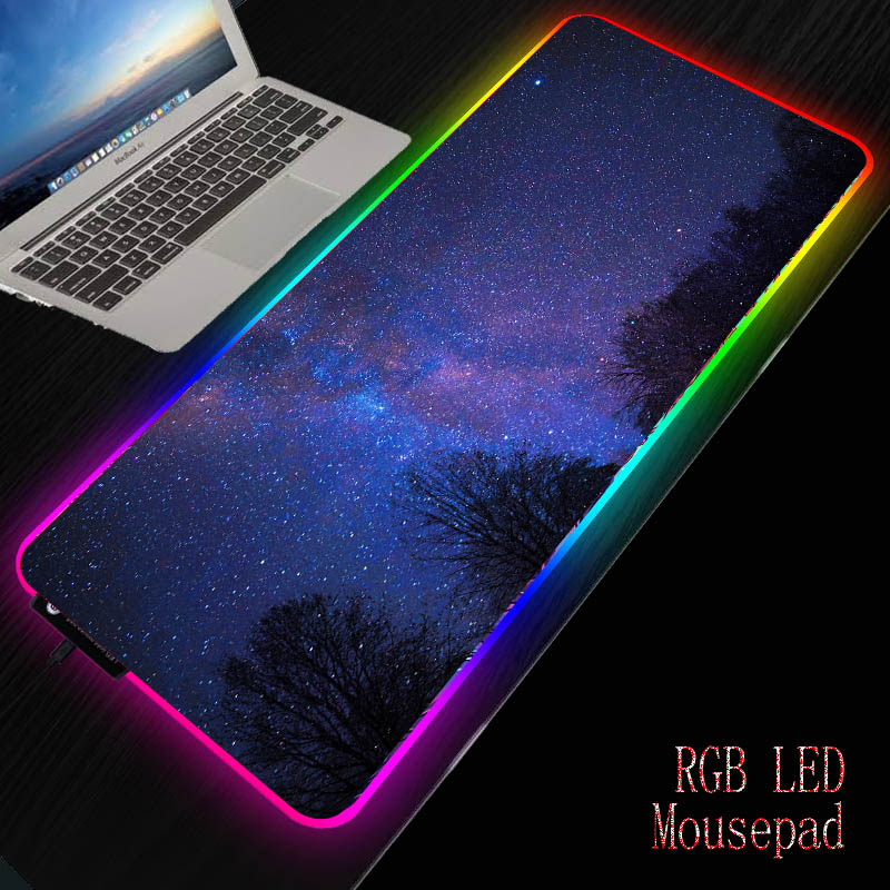 

MRGBEST Outer Space Nebula Large Mouse Pad Gamer RGB LED Light Mousepad Office Desk Mat Big Computer Mouse Mat Game Keyboard Pad